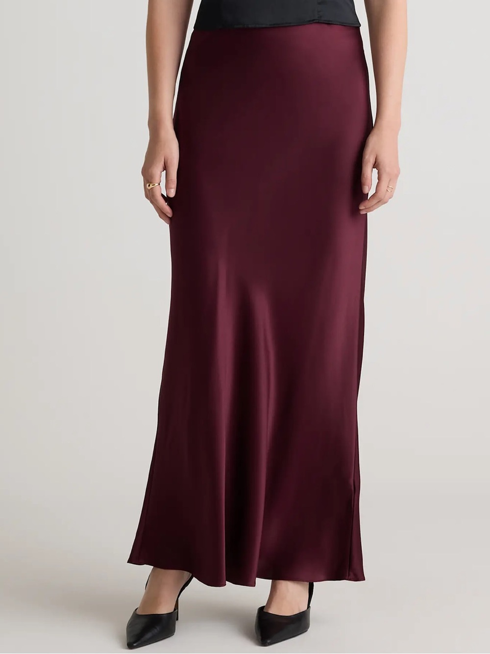 Anthropologie Burgundy Satin Maxi Skirt New XL